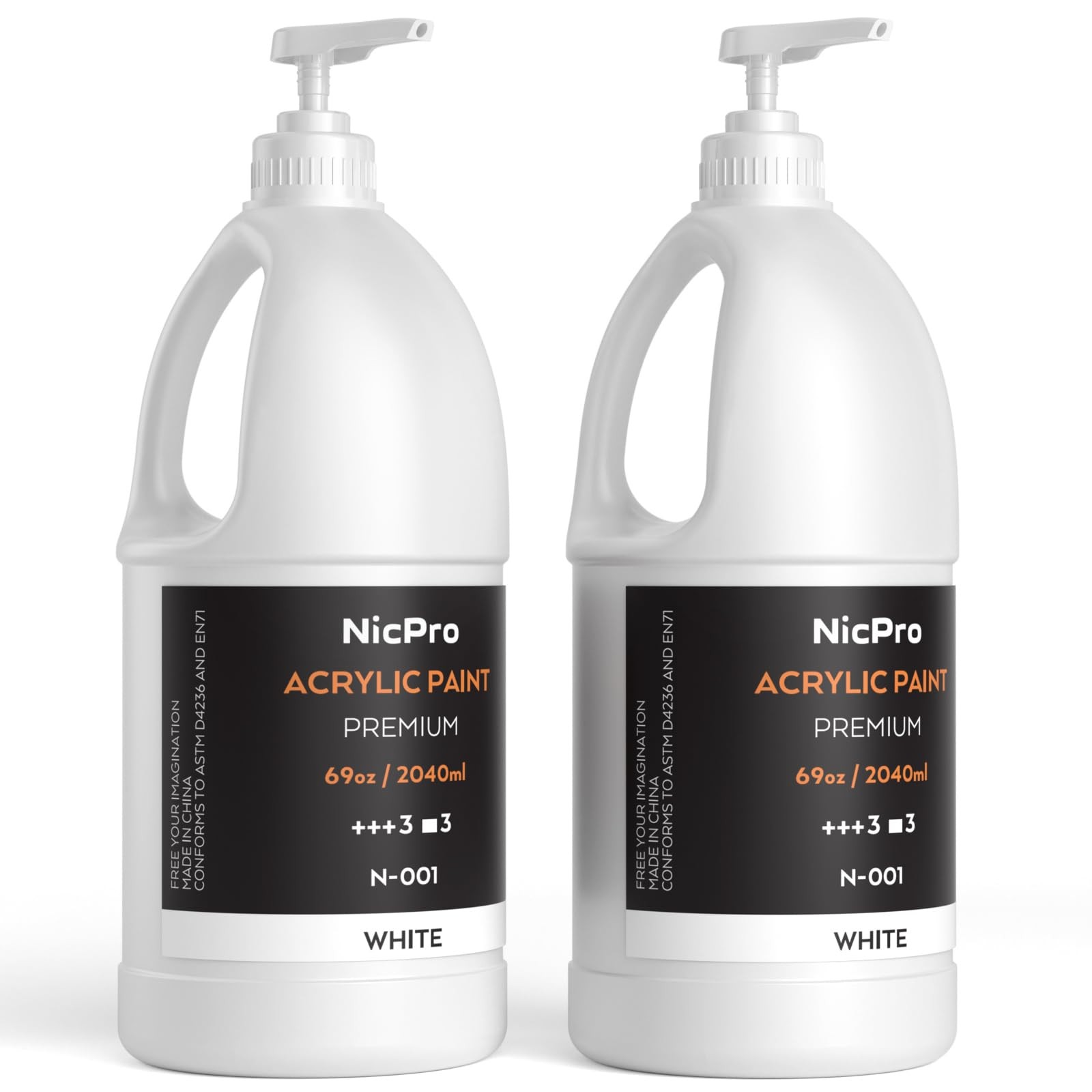 Nicpro 2 Pk White Large Acrylic Paint Set 69oz/2040ml - Rich Art Painting