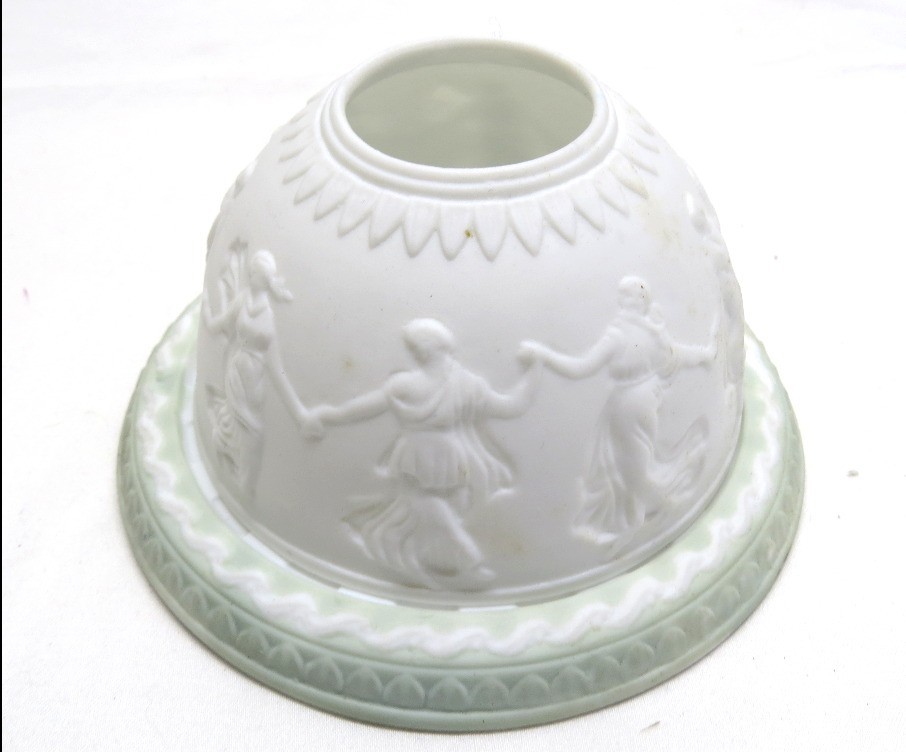 Wedgwood Jasperware Mint Green Lithopane Fairy Lamp w/Dancers or Fairies