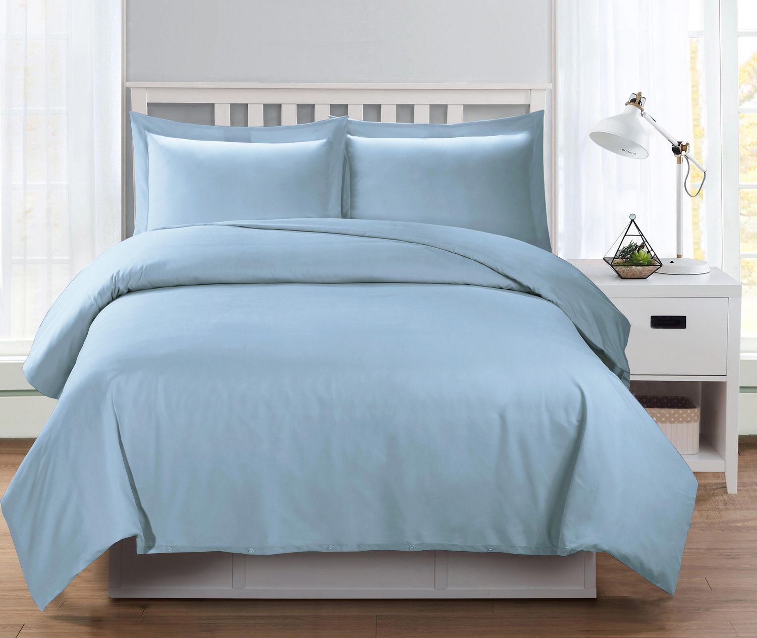 Laurel Park Ultra Soft Solid Duvet Cover Set, Twin, Blue - 100% Polyester