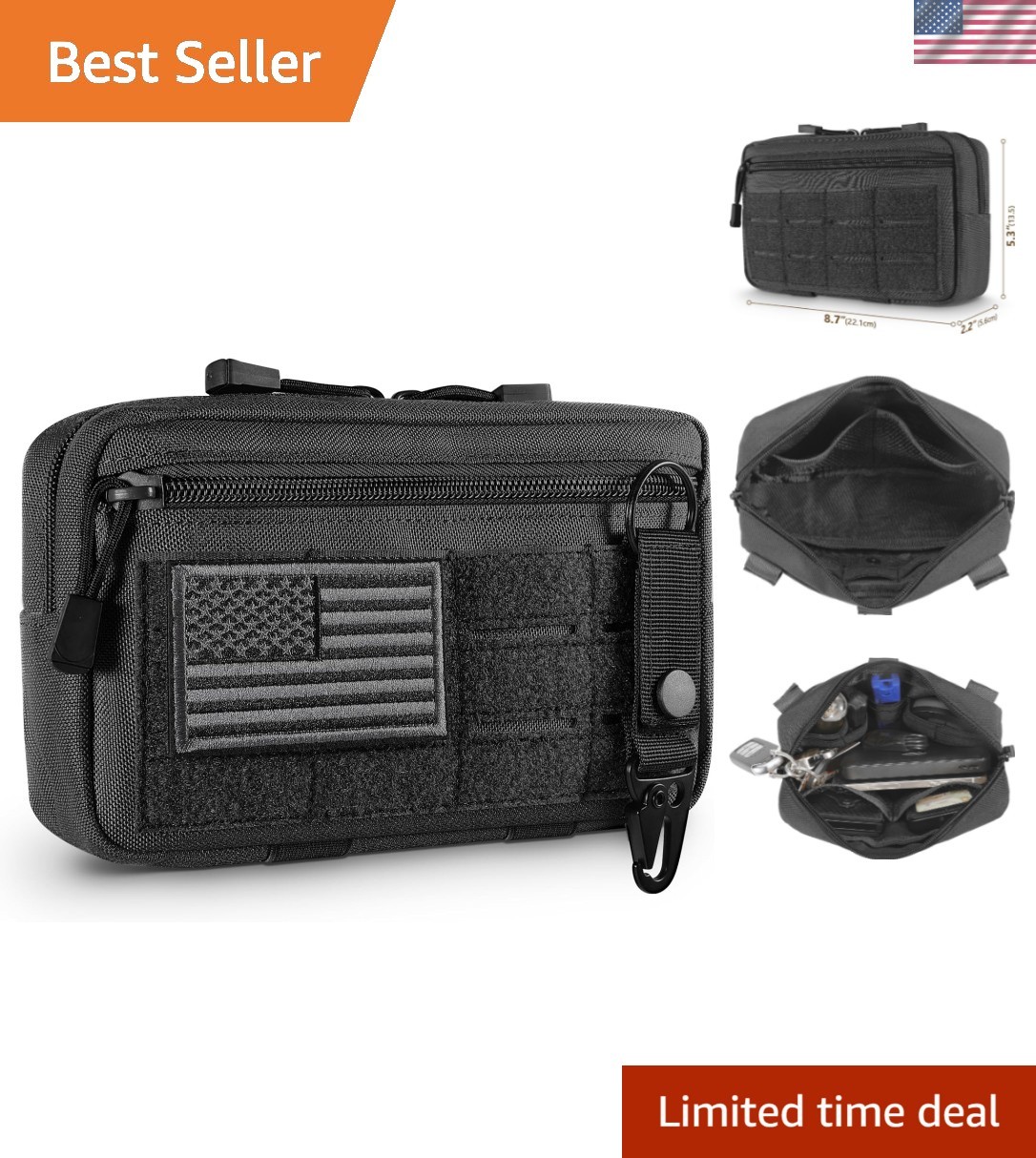 Modular Molle Pouch - Durable Tactical EDC Bag with Elastic Organization Bands