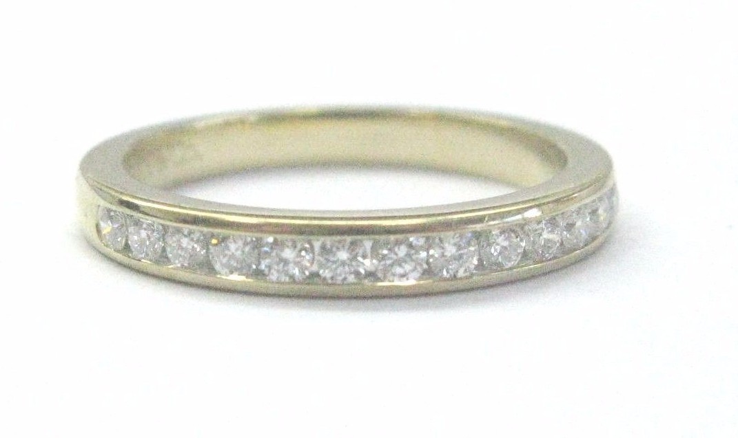 Tiffany & Co Round Diamond Channel Set Band 18Kt Yellow Gold Size 4.5 2.5mm