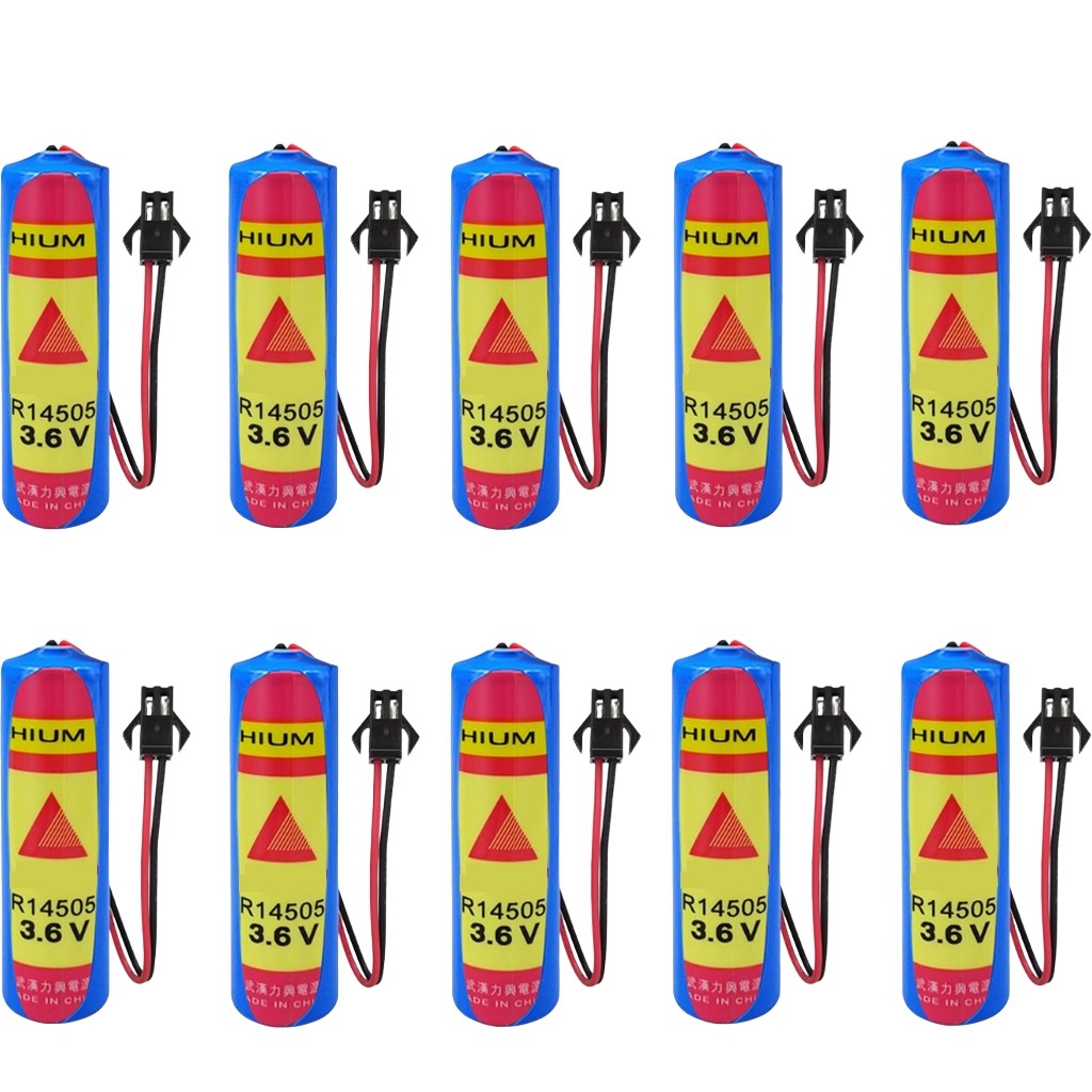 10PCS ER14505M 3.6V 2200mAh Battery with SM Black Plug for Water Meter