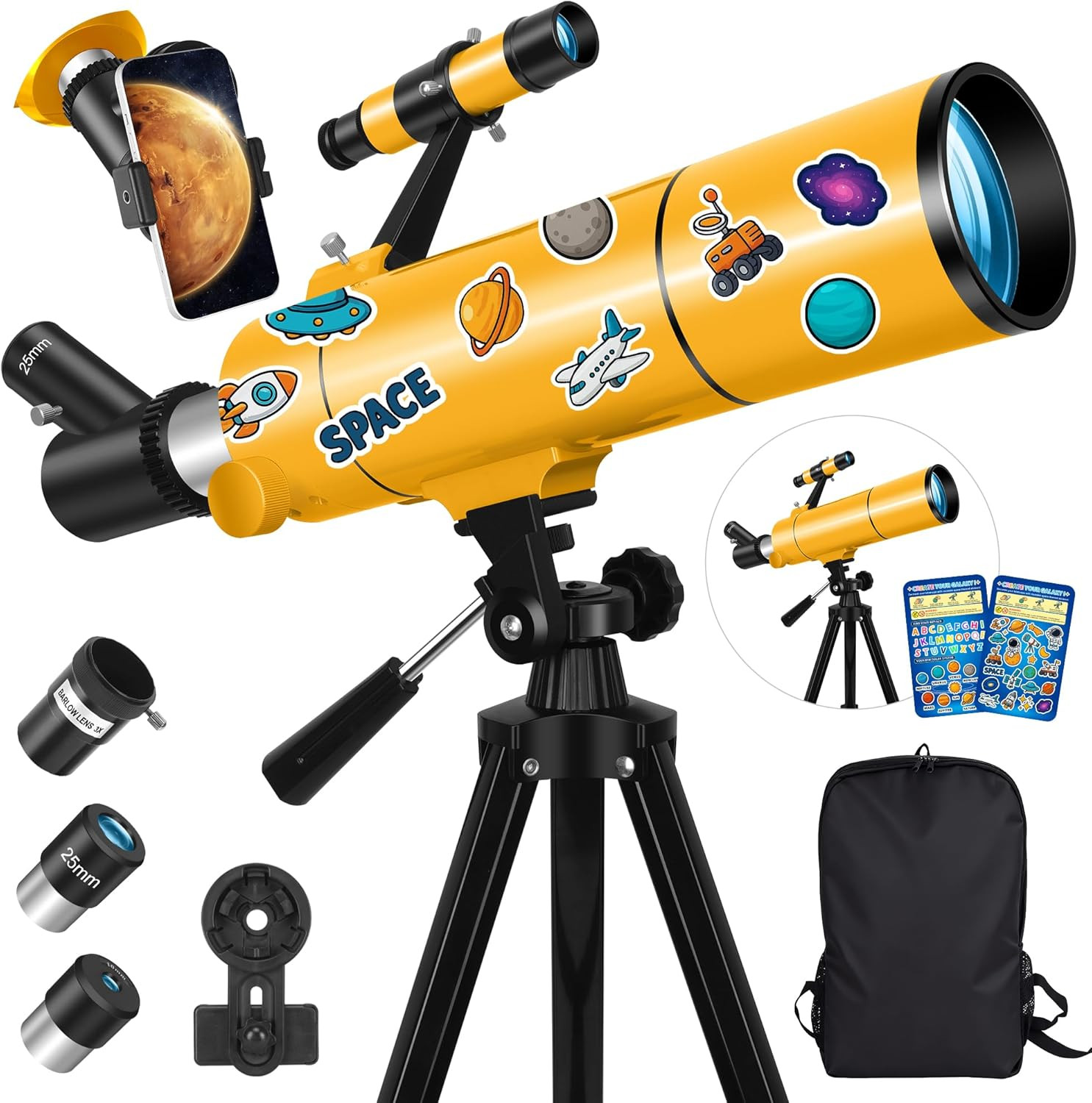 Telescope for Adults & Kids, 80Mm Aperture 500Mm Portable Refractor Telescope fo