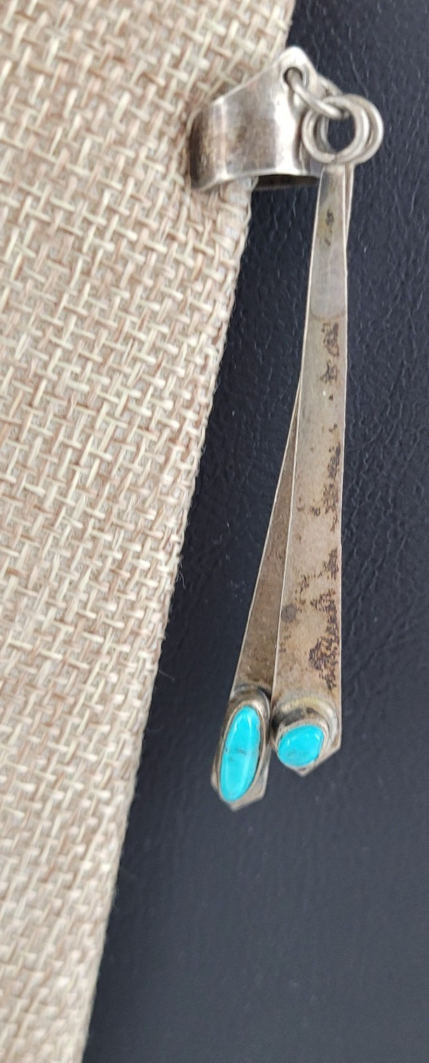 Single 3” Vintage Sterling Silver Turquoise Ear Cuff Earring Stamped Signed READ