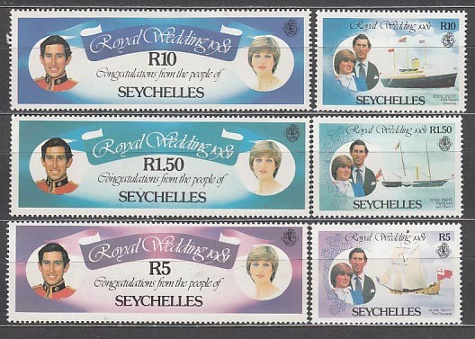 Seychelles - Mail Yvert 475/80 ** Mnh Royal Wedding