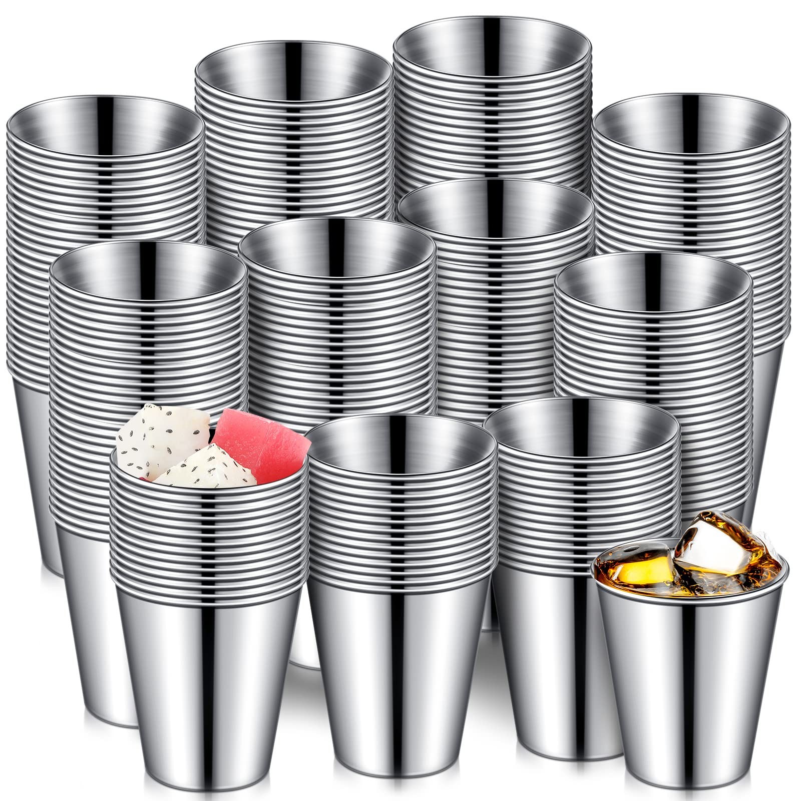 Lallisa 2 oz Stainless Steel Shot Glasses Metal Cups Small Small, Silver 