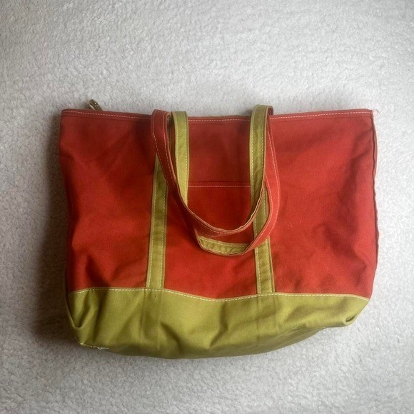 Vintage L.L. Bean red green boat & tote bag 90s USA made duffle