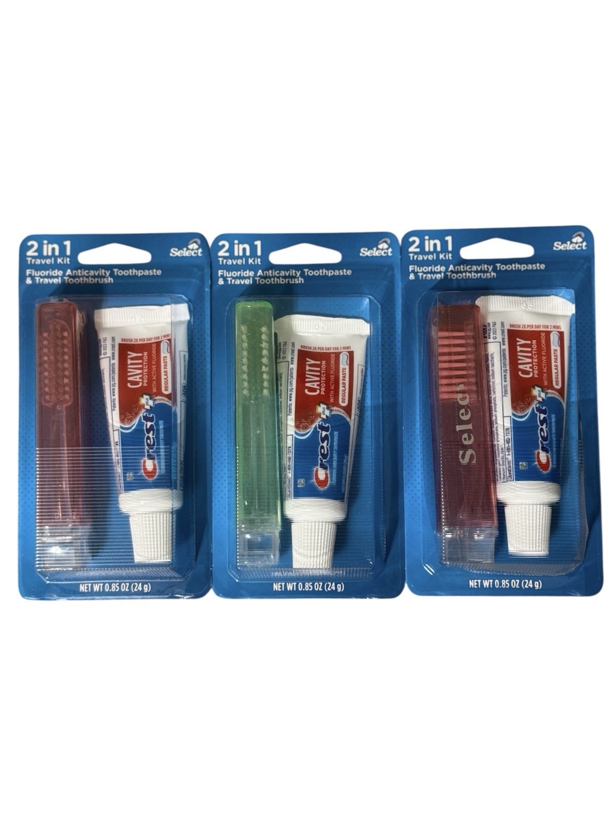 3 Pack Crest Toothpaste & Toothbrush Set (Travel size )