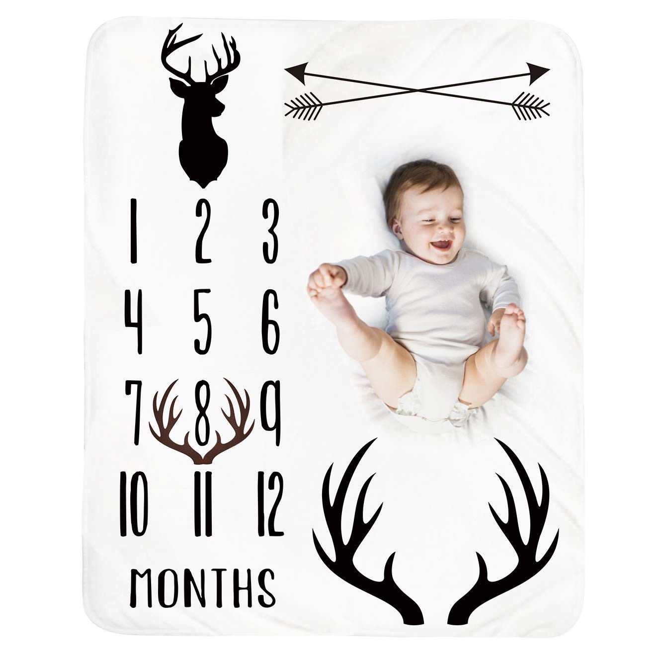 Monthly Milestone set Deer Theme Baby nursery wrap milestone Blue