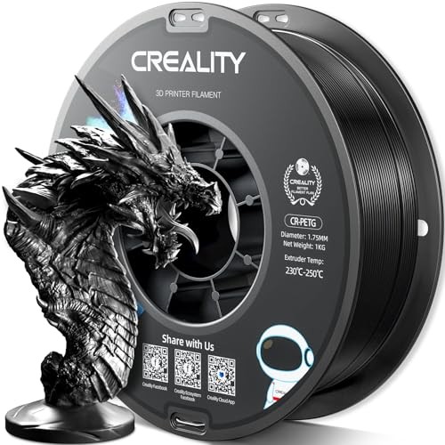 Official Creality PETG 3D Printer Filament 1.75mm 1KG (2.2lbs), Petg-1kg Black
