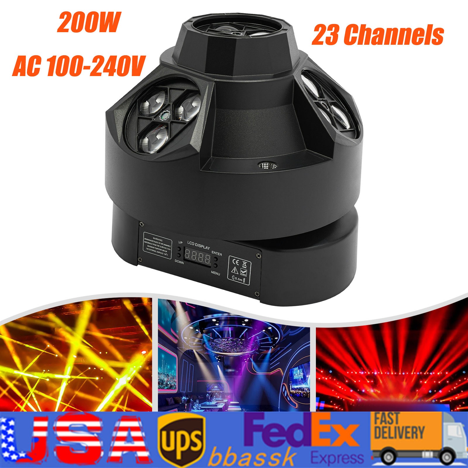 4-in-1 RGBW LED Moving Head Light 12PCS LED Laser Stage Lighting DJ Party Light