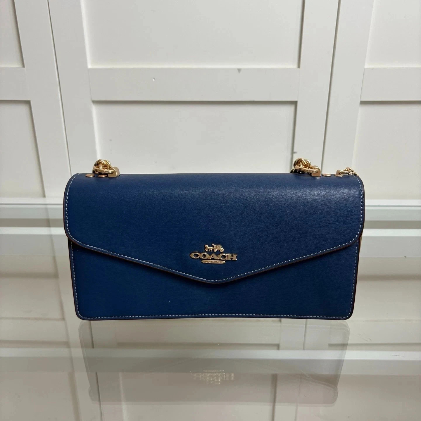 NEW COACH CBI98 Klare Envelope Crossbody Bag Deep Blue Outlet from Japan