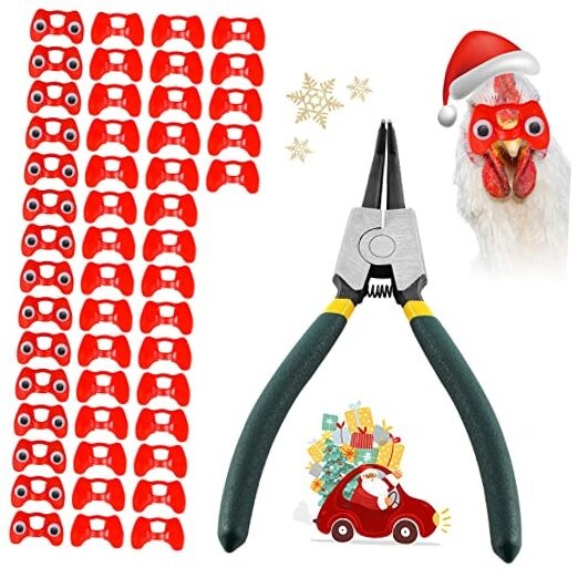 50 Pcs Pinless Peepers with Stickers, Pliers for Chickens, Pheasant medium