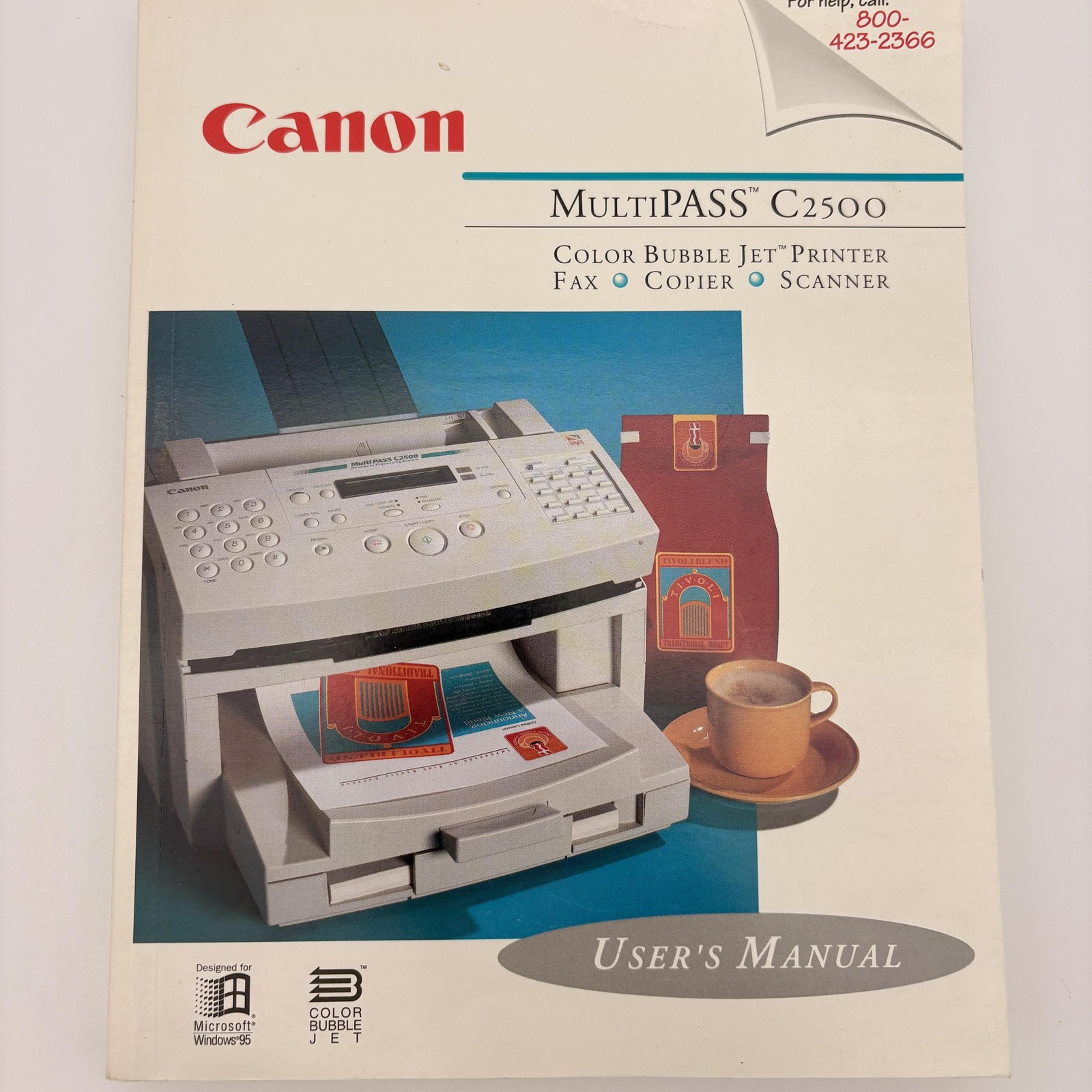 Vintage Canon MultiPASS C2500 Bubble Jet Printer Fax Copier Scanner User Manual