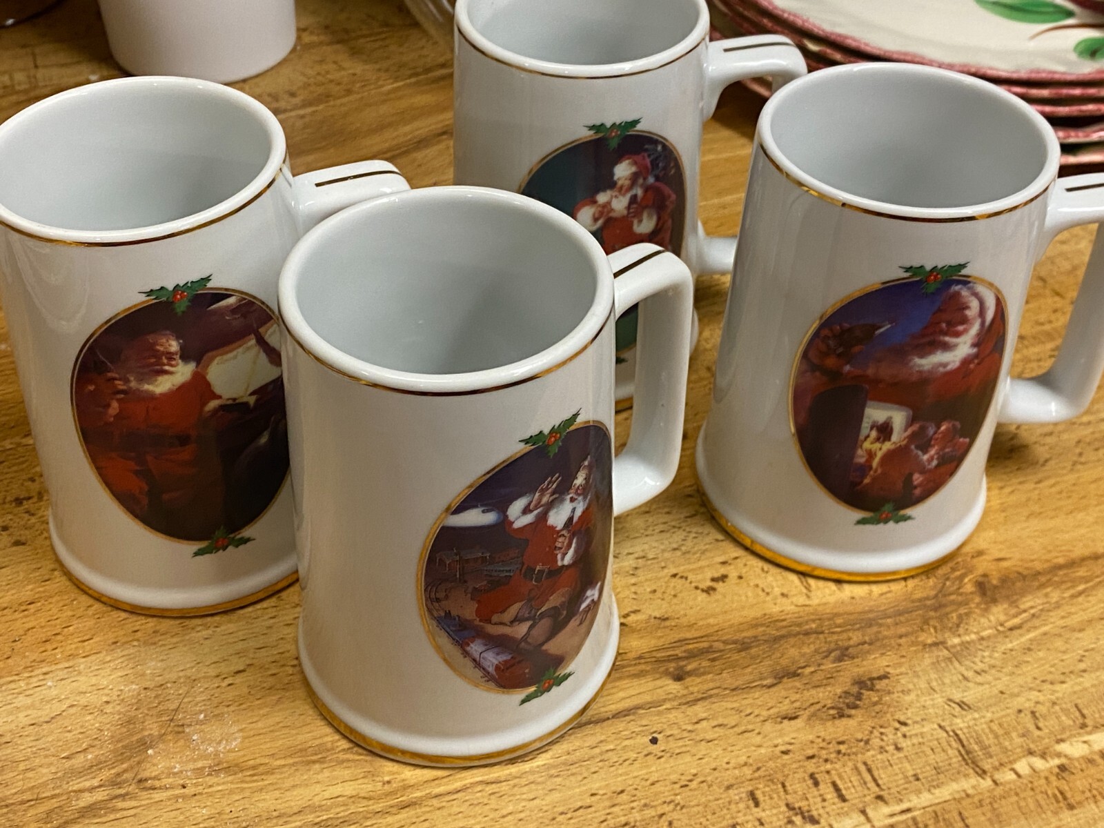 4 Coca-Cola Coke Christmas Mugs Vintage Collector Edition Santa Claus 1996