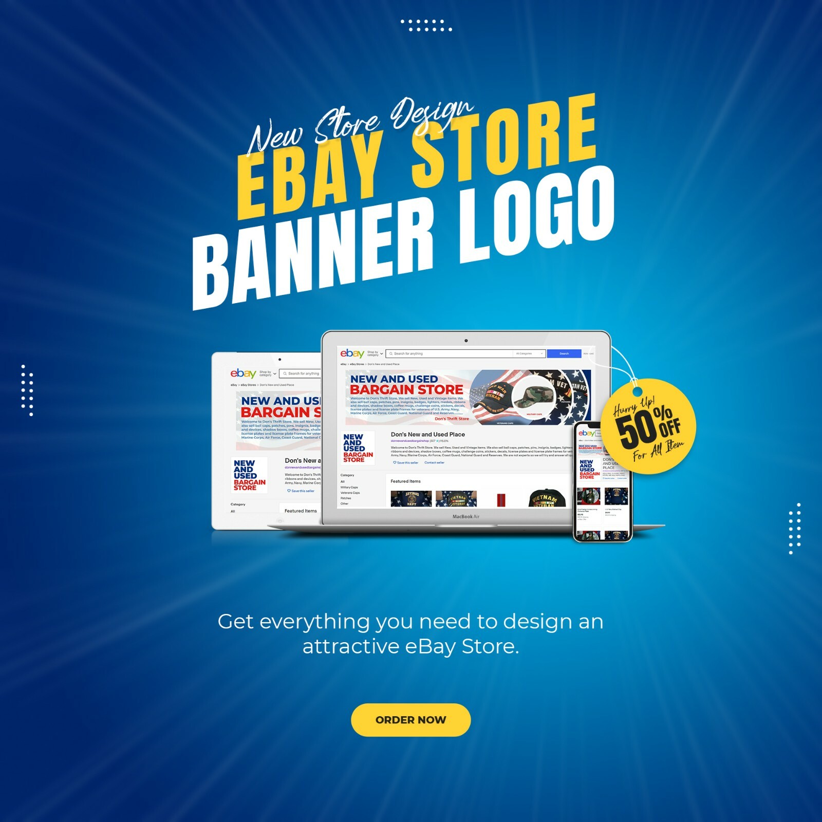 New eBay Store Banner logo design, free listing included, Choice of color etc