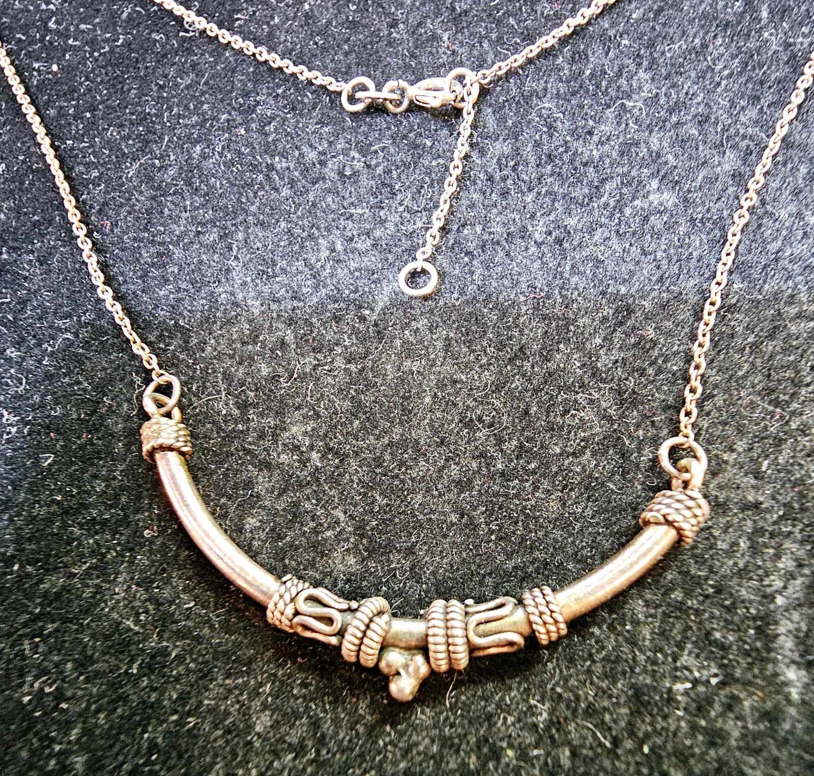 Sterling Silver Necklace art nouveau/ deco style rope 19.25" -925 clasp- Tested