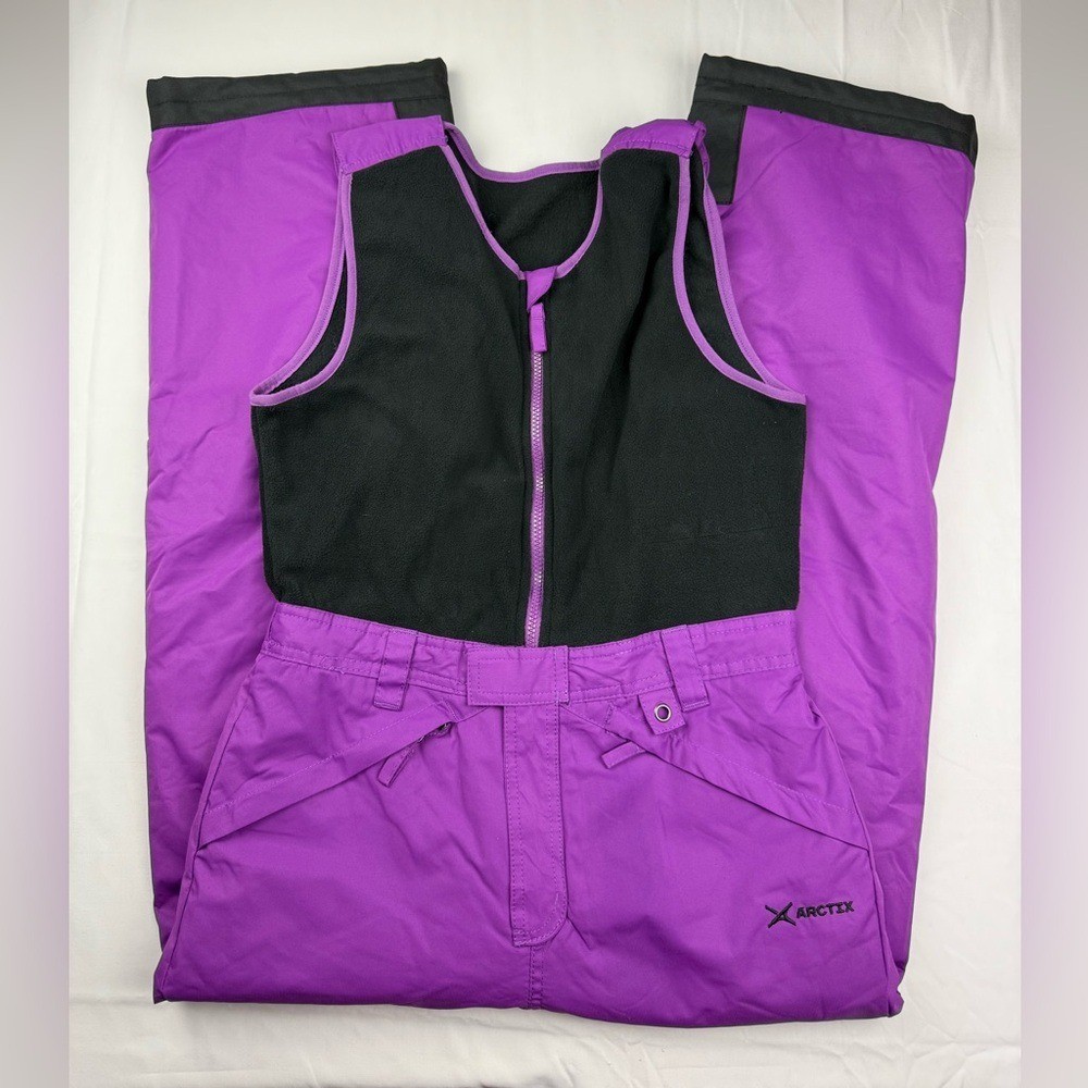 Arctix kids Black and Purple ski snow overalls Jumpsuit