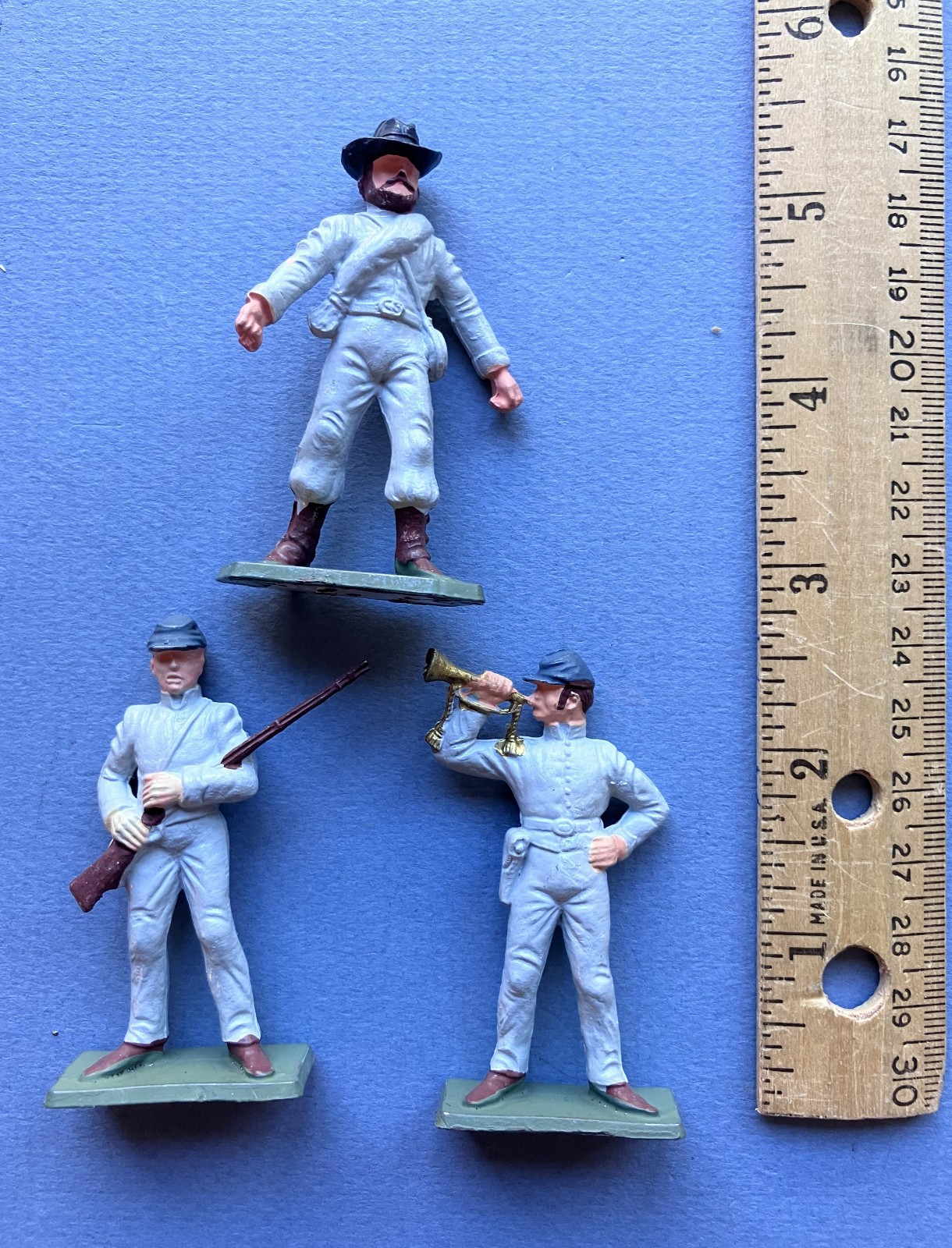 3 Starlux 60mm hard plastic American Civil War Confederate toy soldier figures
