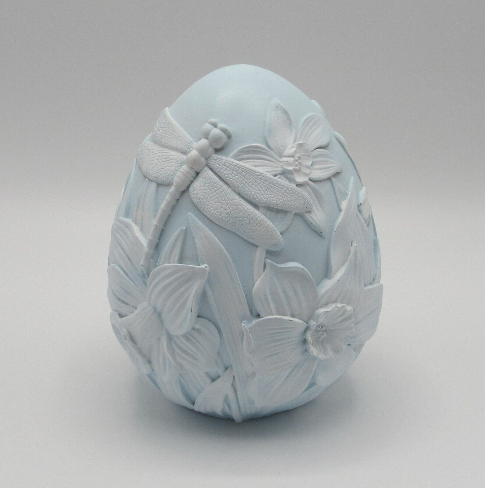 EASTER EGG 3D RAISED DRAGONFLY AND DAFODIL DESIGN FIGURINE DÉCOR NEW