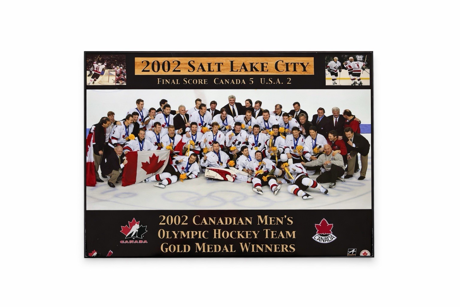 2002 Team Canada Olympic Hockey Gold Medal Display 16x20 Salt Lake City