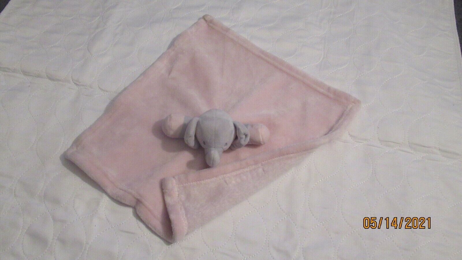 Blankets and Beyond Gray Pink Elephant Security Blanket Lovey Baby Fleece Plush