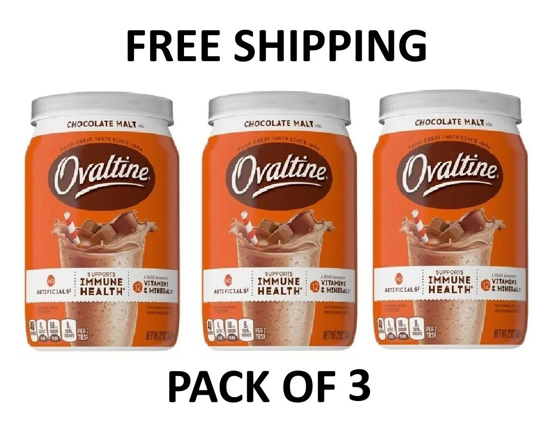 Ovaltine Chocolate Malt Powdered Drink Mix for Hot and Cold Milk Canister 12 oz