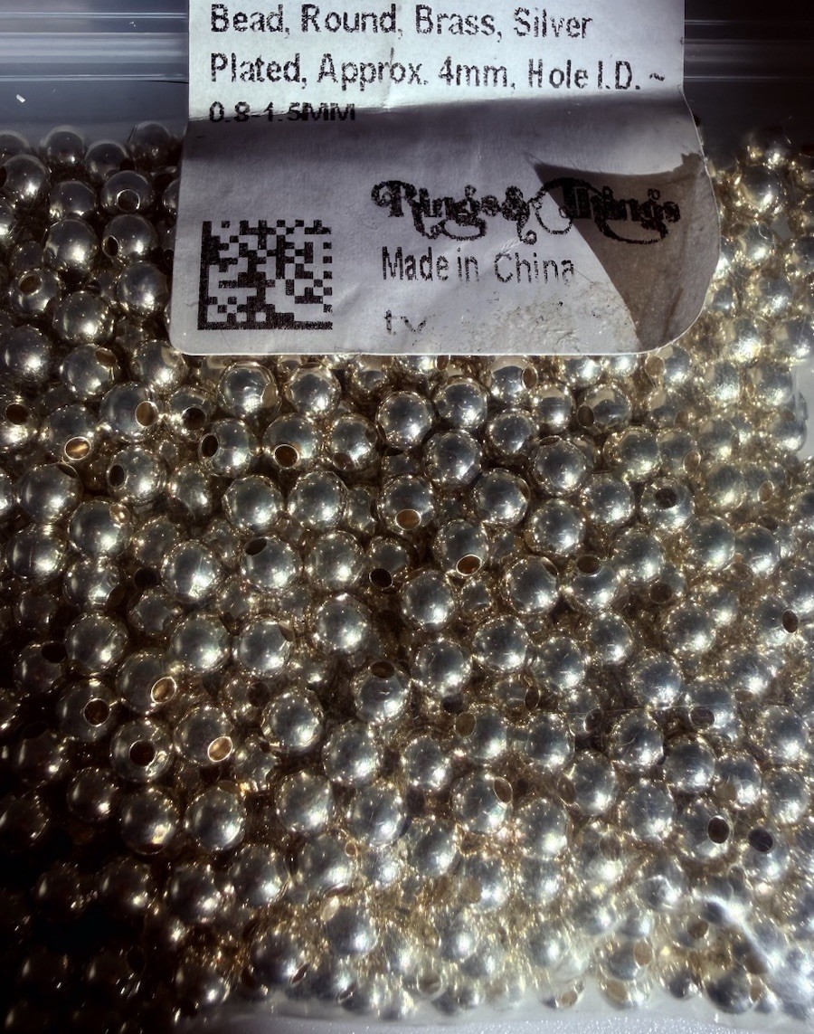 Silver Plated Brass Round Spacer Beads 3x4mm Qty:100