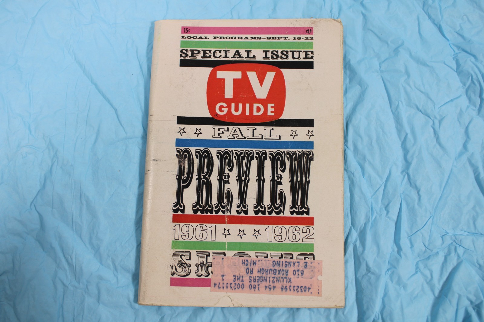 1961 1962 TV Guide Sept 16-22 #442 Michigan Fall Preview Special Issue