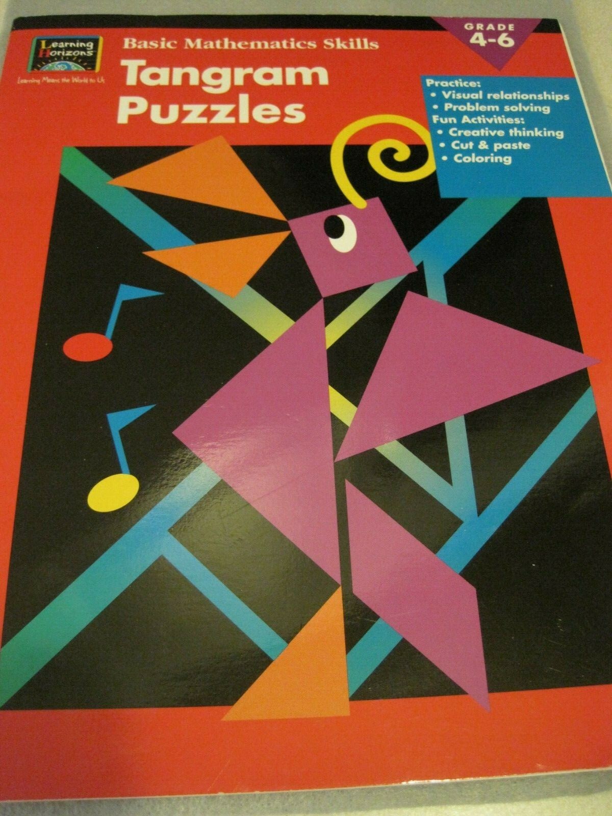TANGRAM PUZZLES Basic Mathematics Skills Kids' Book Grade 4-6 '95 EVAN-MOOR U.S.