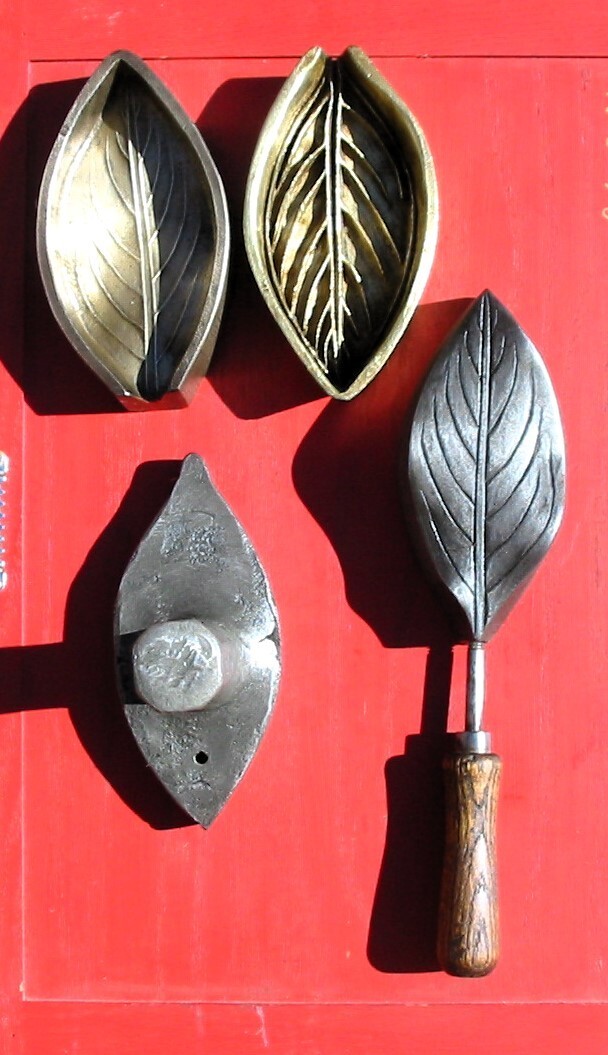 RARE 4 Piece Set Vintage Bronze Millinery Mold Magnolia Leaf  #37 Velvet or Silk