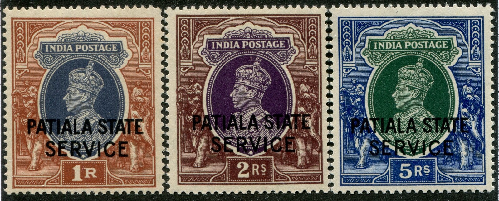 India - Patiala O60-O62 Mint Official Stamp Set