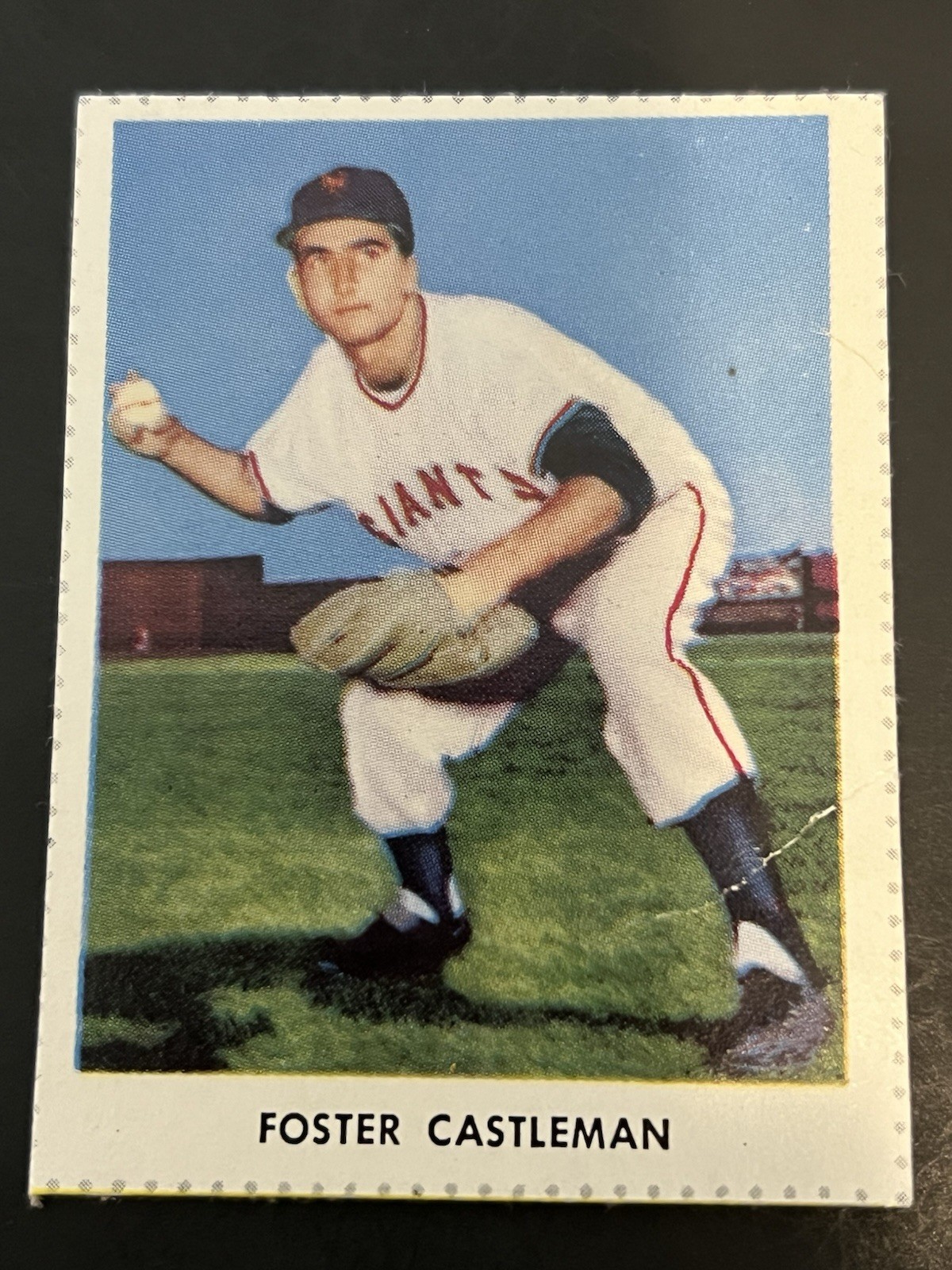 1955 Golden Stamps New York Giants Album Cover FOREST CASTLEMAN VG/EX (Wrinkle)