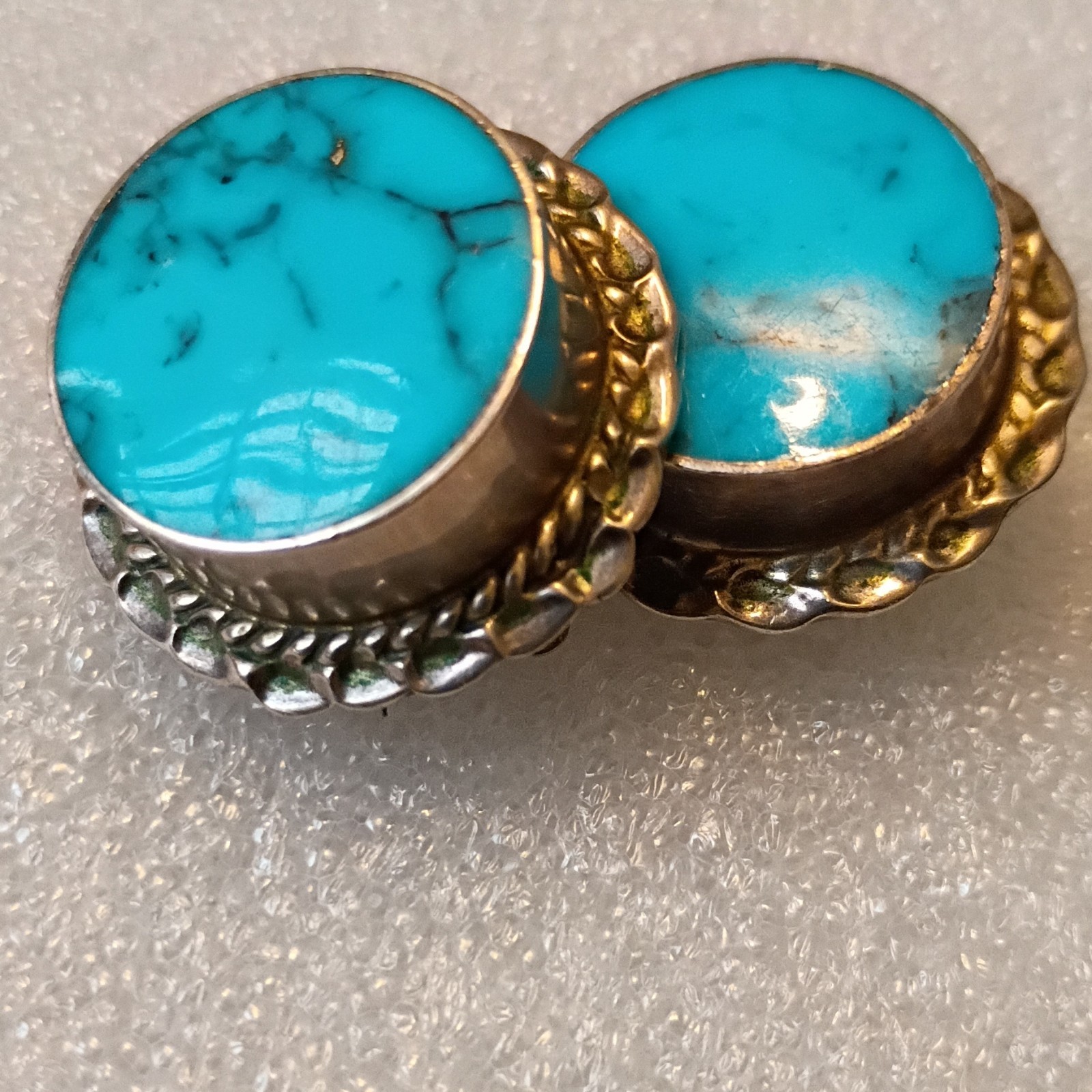 Ceballos Sterling Silver Turquoise Clip-On Stud Earrings Mexican TC-25