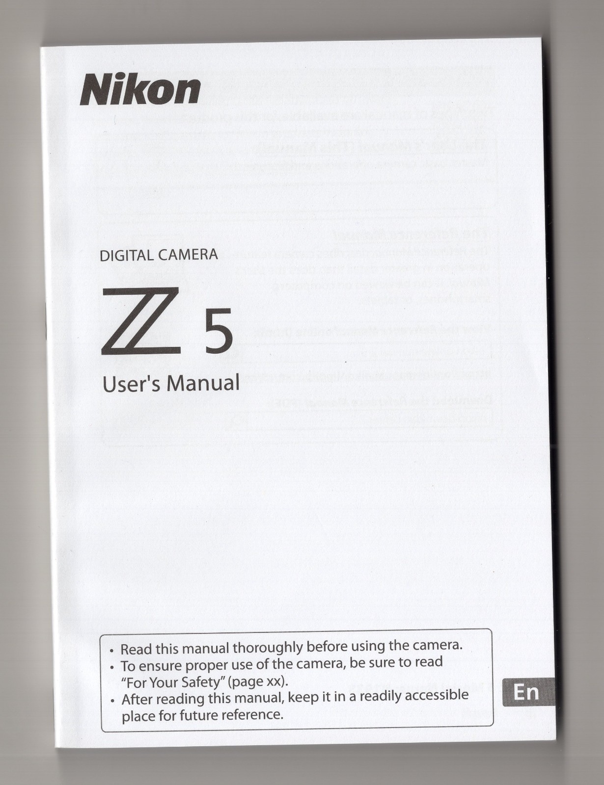 Nikon Z5 Mirrorless Camera Genuine Instruction Book / Manual / User Guide