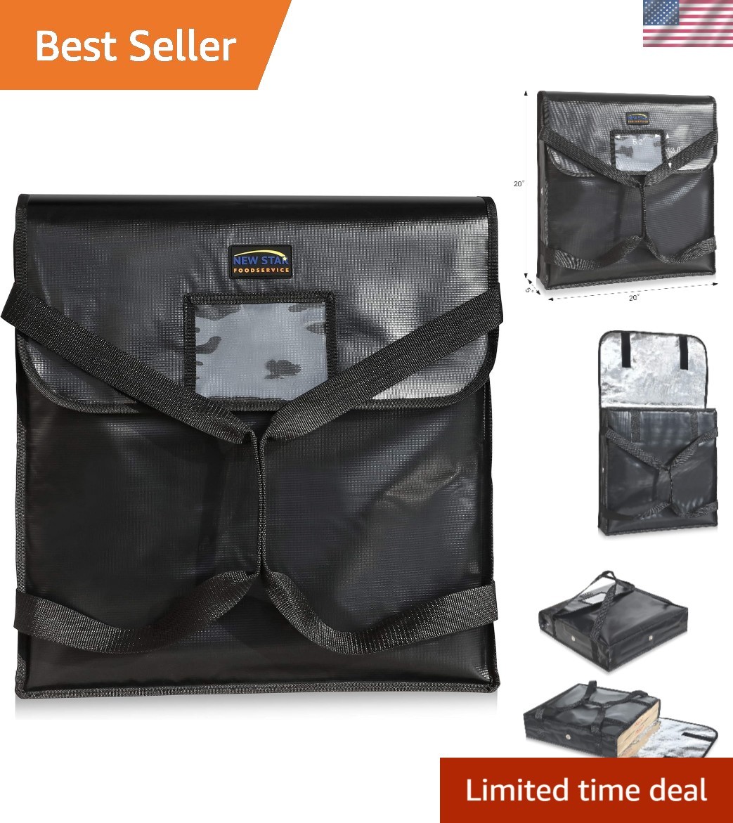 Insulated Pizza Delivery Bag, 20 x 20 x 5 Inch, Black