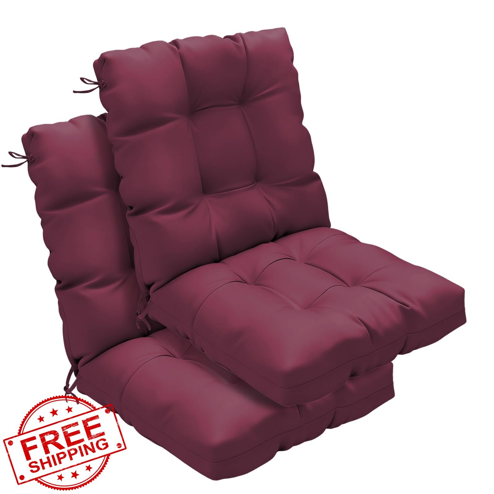 Zanwu hwyd Outdoor Chair Cushions Set of 2 42x21x4 Burgundy Patio Seat Pad