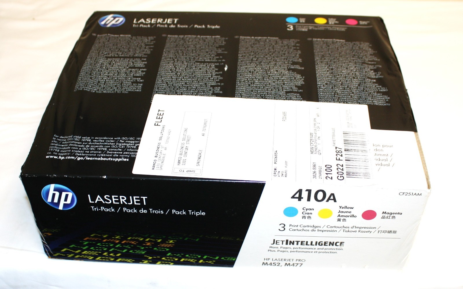 NEW GENUINE HP LASERJET Tri-Pack 3 Ink Cartridges in Cyan, Yellow, Magenta 410A