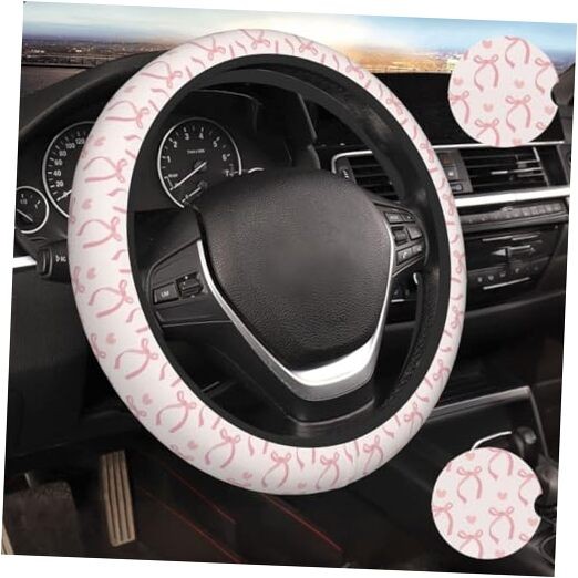 Steering Wheel Cover Cute Car Accessories Pink Bow