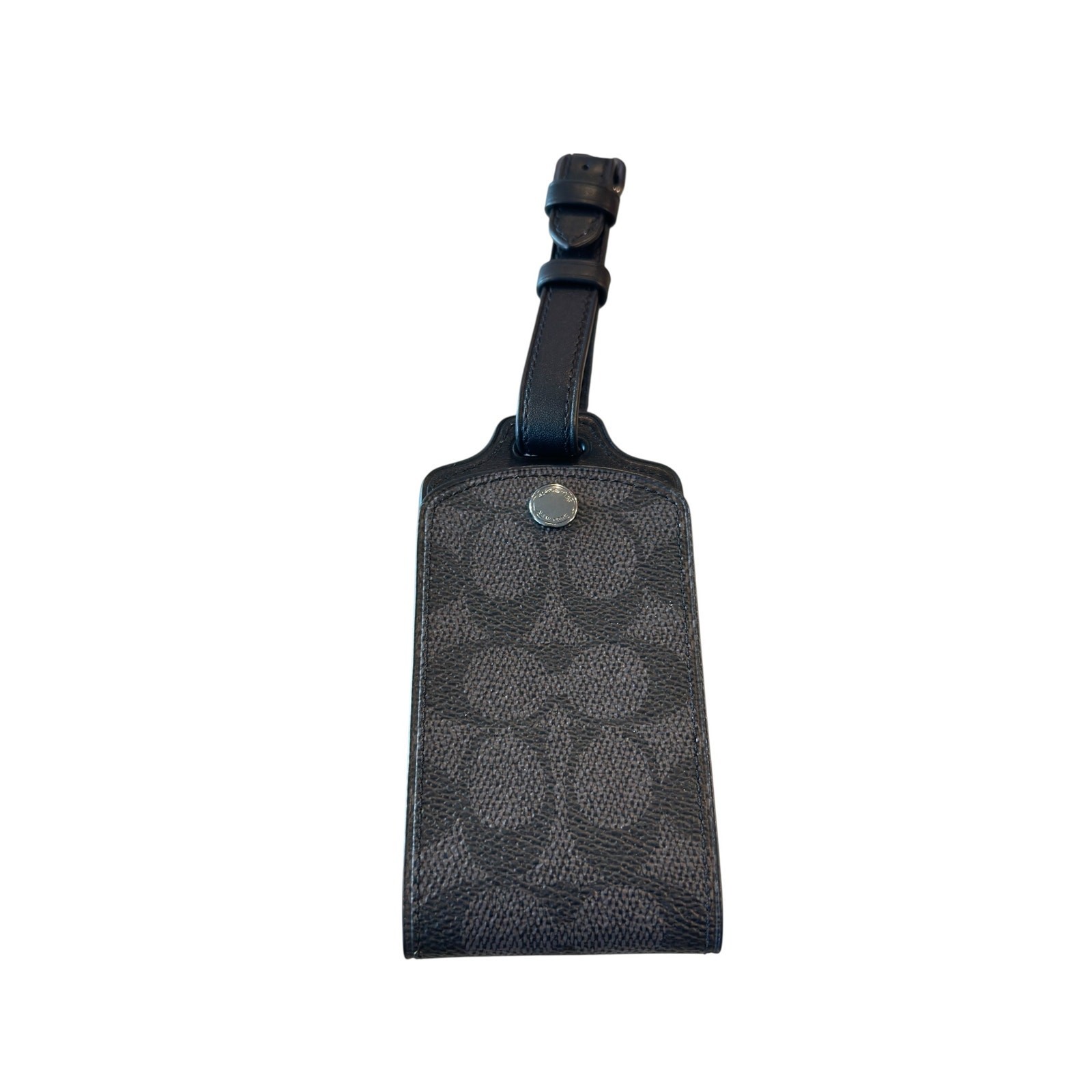 Coach Luggage Tag In Signature Canvas signature canvas/Gunmetal/Charcoal
