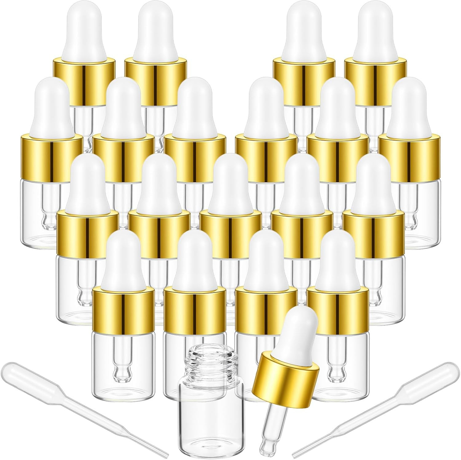 20Pcs Mini Dropper Bottle for Cuticle Oil, 2Ml Empty Essential Oil Bottles Small