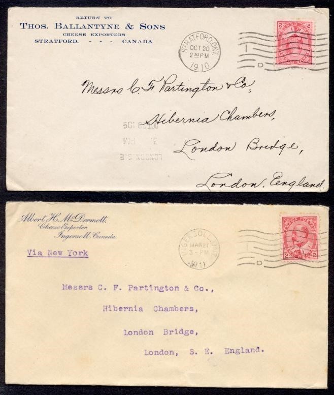 CANADA 2 EDWARD 1910-11 DIFF c/c TO UK