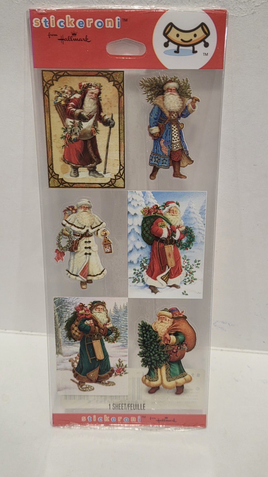 New VTG Hallmark Stickeroni Stickers Christmas Santa Claus Scrapbooking 1 Sheet