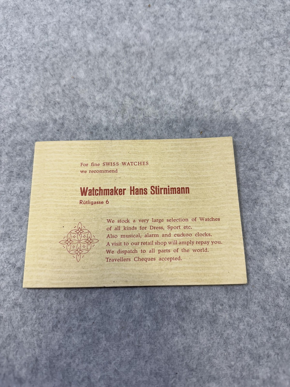 Vintage Lucerne Switzerland Tourist Map Brochure Watchmaker Hans Stirnimann