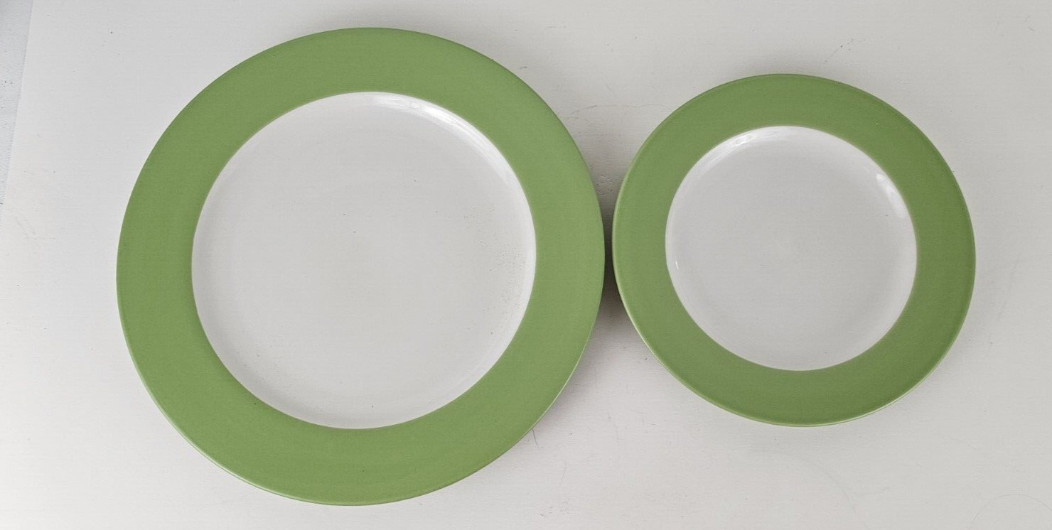 2PC Noritake Colorwave Apple Green 1-8.25" Salad & 1-11" Dinner Plate 💙