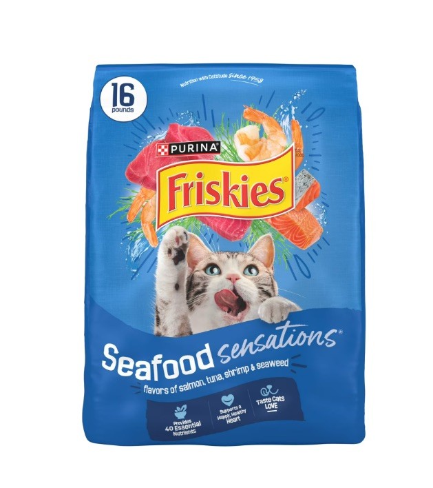 Purina Friskies Seafood Sensations Dry Cat Food – Salmon Tuna Shrimp 16 lb