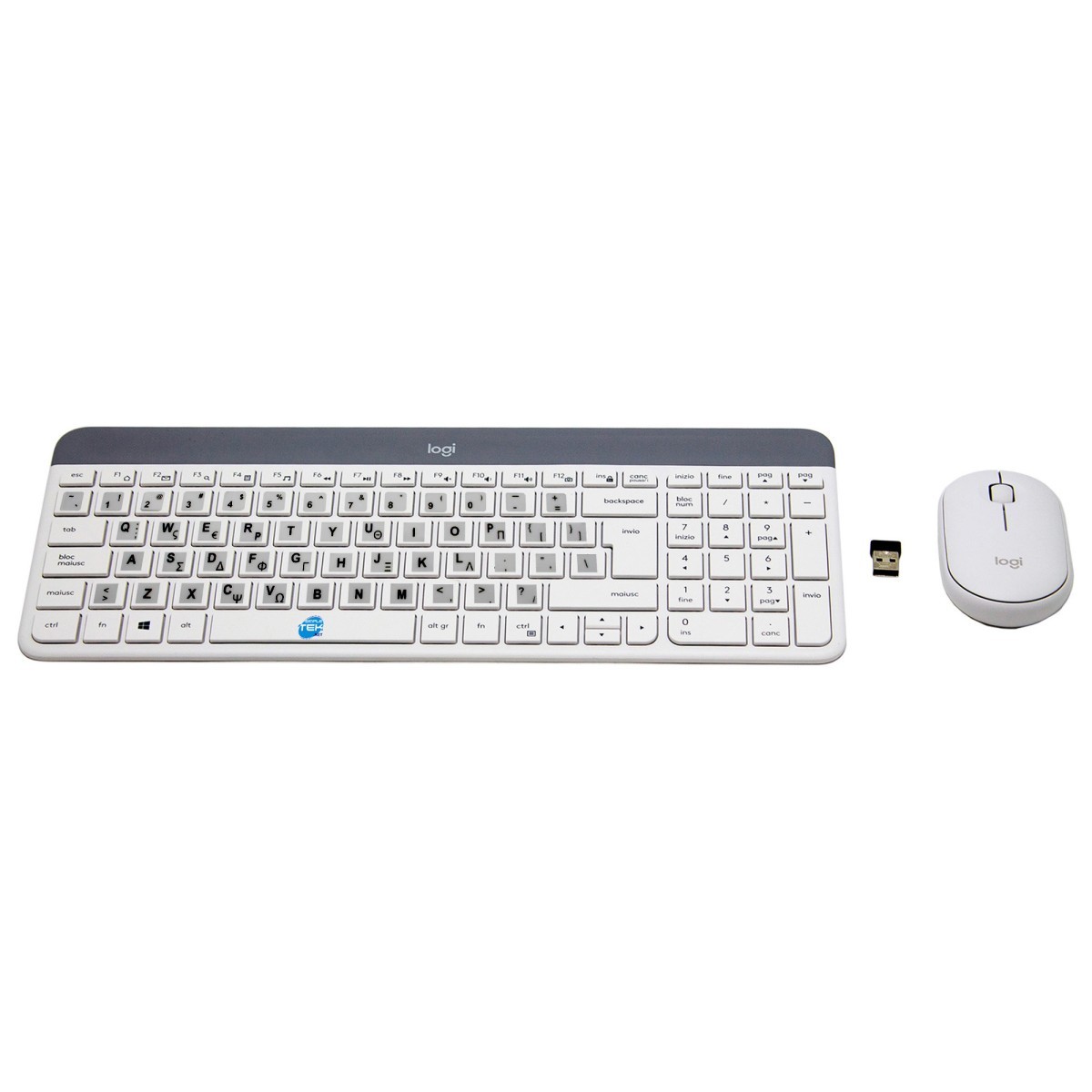 Logitech MK470 Kit Mouse And Keyboard Wireless + Adhesives Layout Greek White _