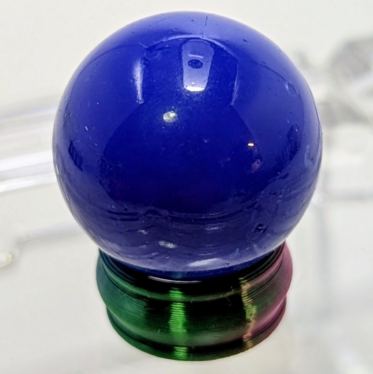 AKRO AGATE COMPANY Cobalt Blue Slag Glass Marble .87" NEAR MINT