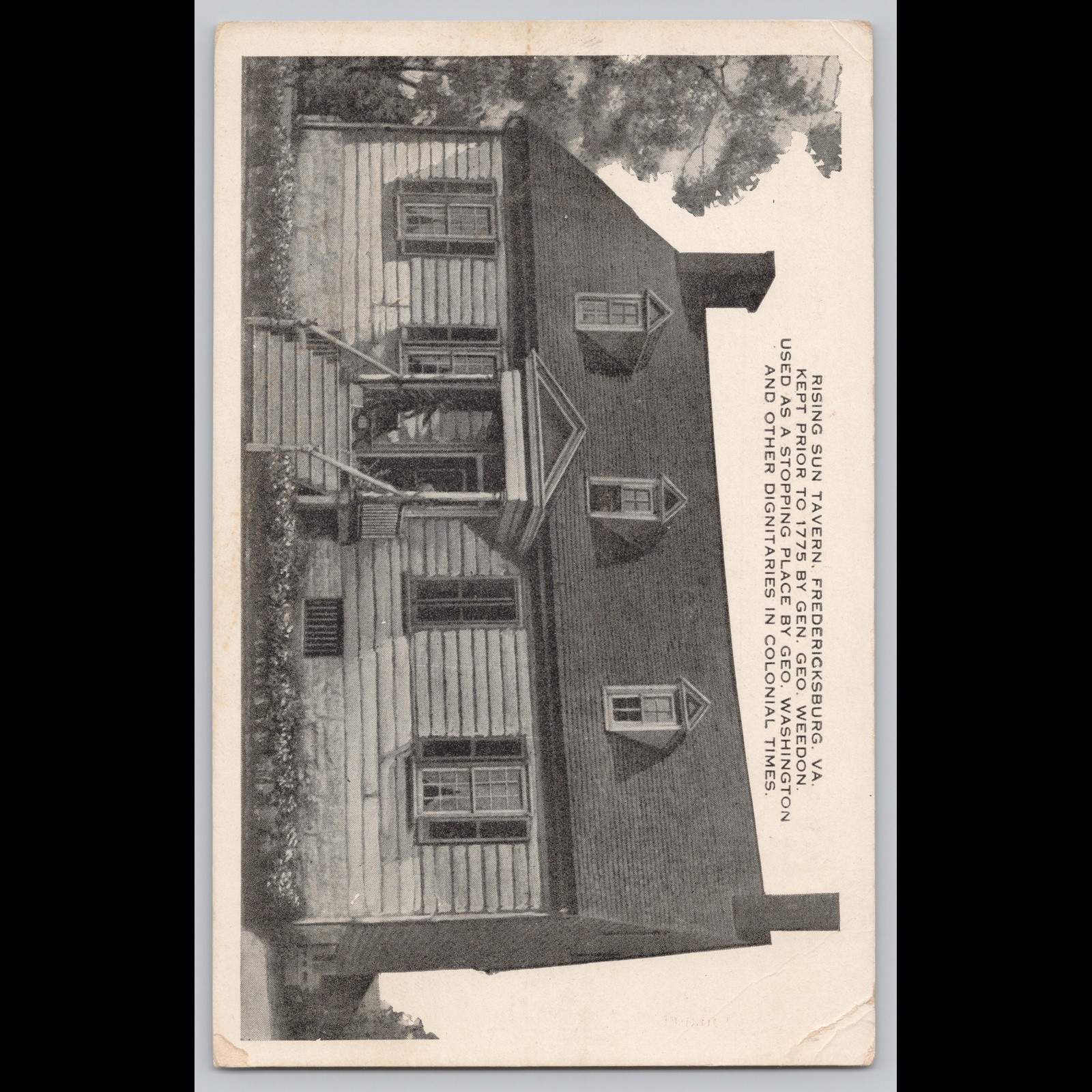 Antique Postcard Rising Sun Tavern Fredericksburg VA Colonial History