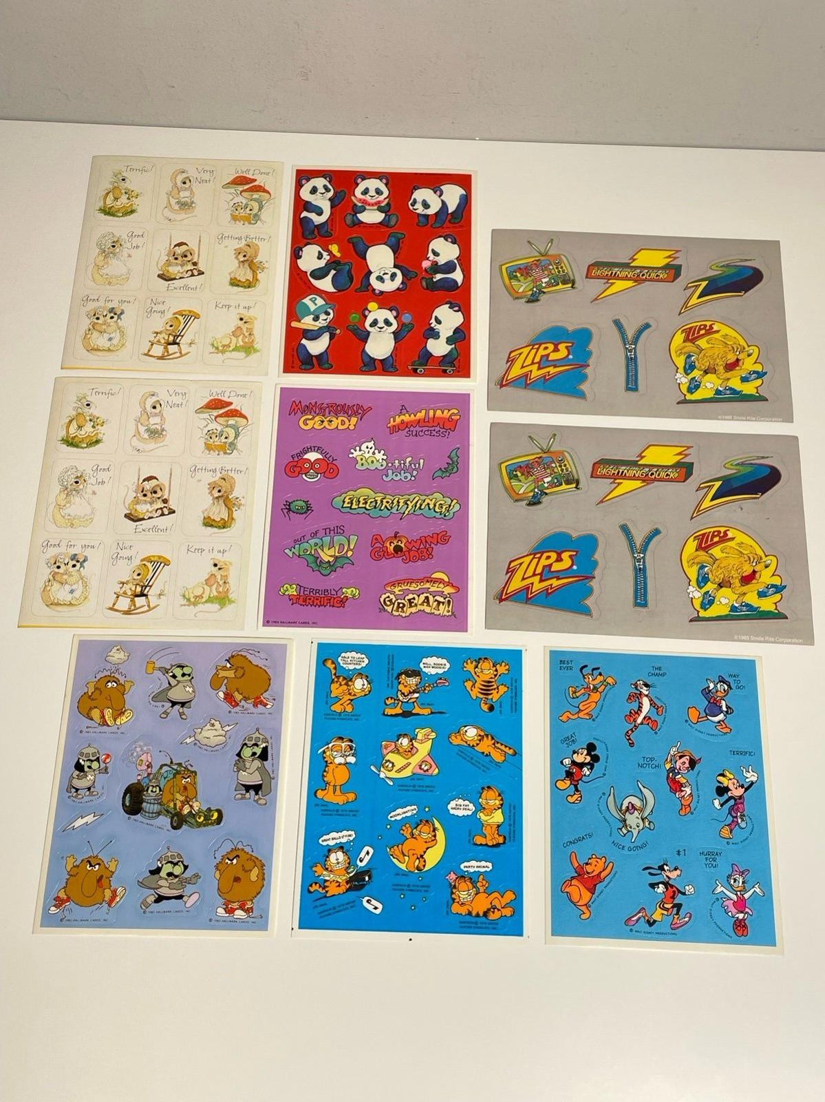 Vintage Stickers Garfield Rainbow Brite Zips Disney